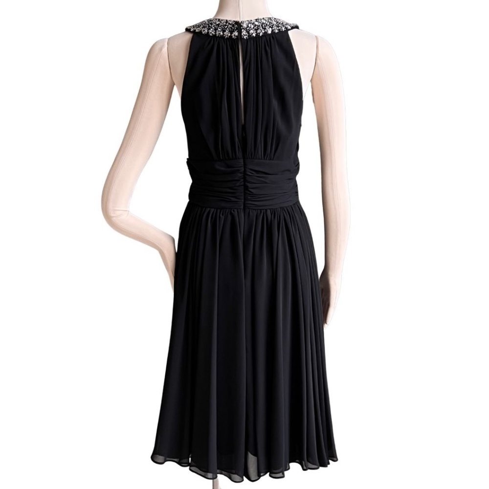 JS Boutique Sequin Beaded Keyhole Halter Black Chiffon Cocktail Dress Si… - Picture 3 of 8